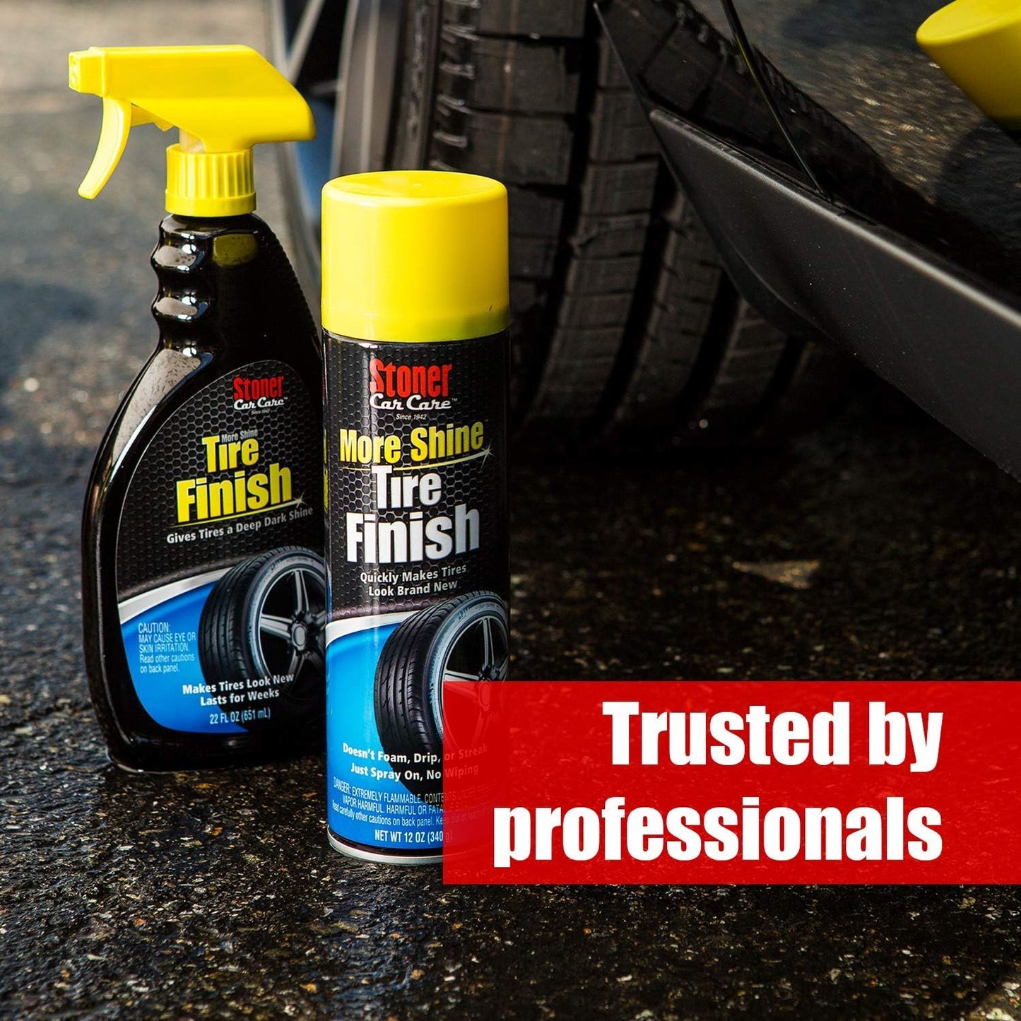 Stoner Car Care 91044-2PK Original More Shine Tire Shine Spray – Tire Dressing Restores Deep Matte Black Finish with Long-Lasting Rain-Resistant Protection, Dry-to-Touch – 12 oz (Pack of 2)