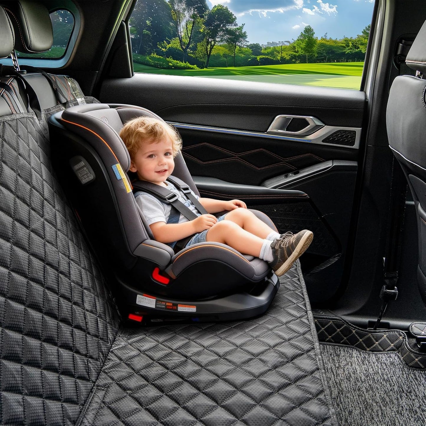 JSTHT Dog Seat Cover, 100% Waterproof Bench Seat Cover Protector Scratch Proof Nonslip Durable Soft Pet Back Seat Covers for Cars Trucks & SUV