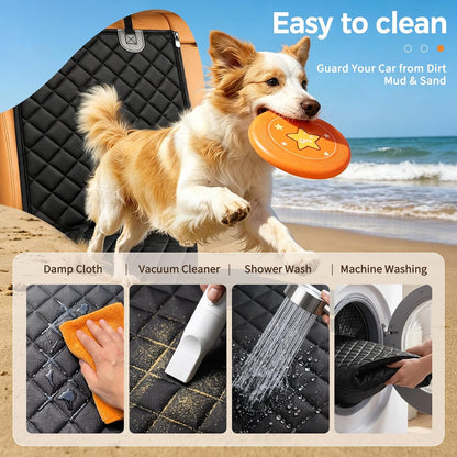 Yuntec Dog Car Seat Cover, Back Seat Cover for Dogs Pet Car Seat Protector Waterproof Rear Seat Cover Durable Car Seat Cover, fits Middle Armrest for Most Cars SUVs Trucks (53” Width)- Black