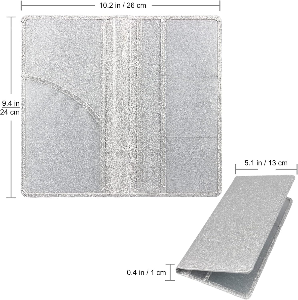 Car Registration and Insurance Holder, Premium Leather Insurance and Registration Holder,vehicle Glove Box Car Organizer, with Magnetic Shut for Cards, Driver License (Glitter Silver)