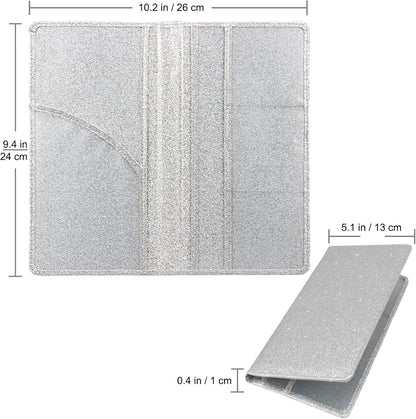Car Registration and Insurance Holder, Premium Leather Insurance and Registration Holder,vehicle Glove Box Car Organizer, with Magnetic Shut for Cards, Driver License (Glitter Silver)