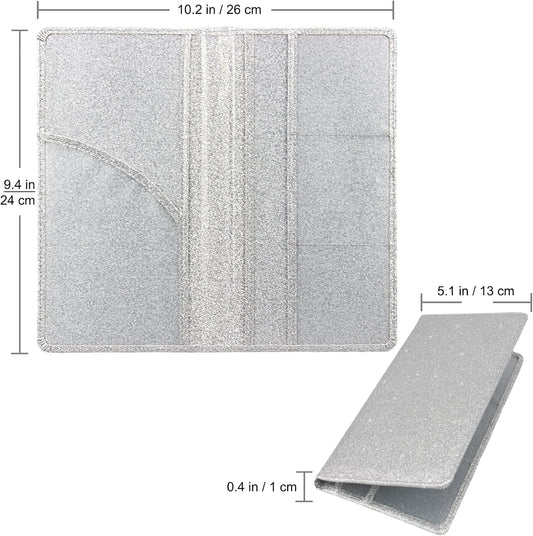 Car Registration and Insurance Holder, Premium Leather Insurance and Registration Holder,vehicle Glove Box Car Organizer, with Magnetic Shut for Cards, Driver License (Glitter Silver)