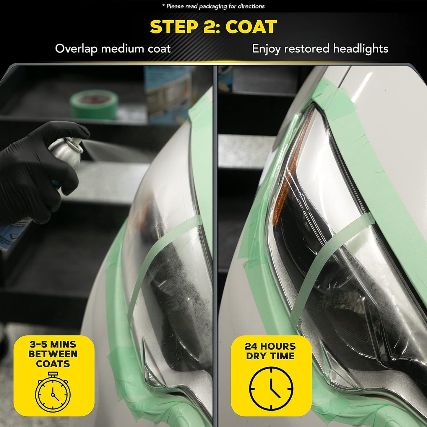 Meguiar's Two Step Car Headlight Restoration Kit, Headlight Cleaner Restores Clear Car Plastic and Protects from Re-Oxidation, Includes Coating and Cleaning Solution - 4 Count (1 Pack)