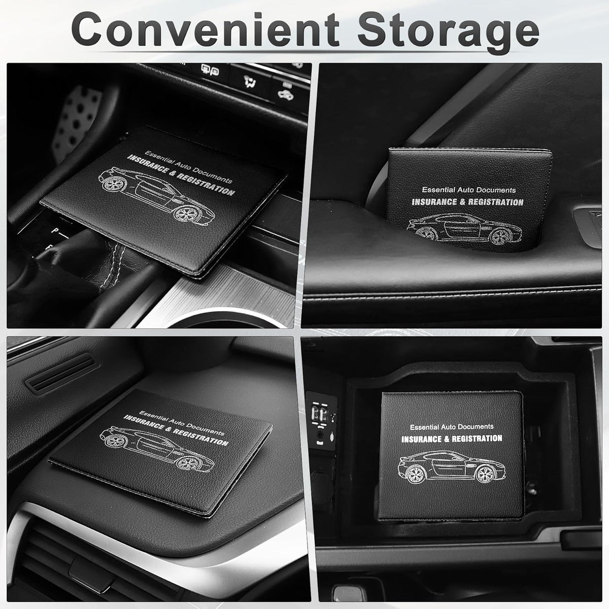 UYYE Car Registration and Insurance Card Holder, Vehicle Glove Box Car Organizer, Interior Car Accessories for Documents, Cards, License - 2 Pack