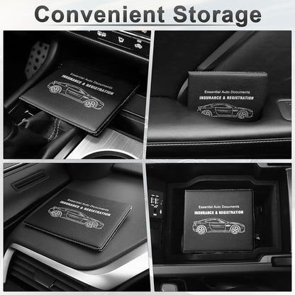 UYYE Car Registration and Insurance Card Holder, Vehicle Glove Box Car Organizer, Interior Car Accessories for Documents, Cards, License - 2 Pack
