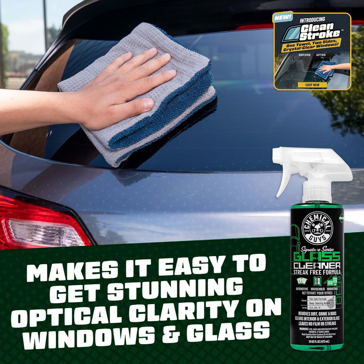 Chemical Guys Glass Cleaner Signature Series - Ammonia-Free Window and Mirror Spray for Cars, Trucks, SUVs, and RVs - Safe for Tinted Glass, Windshields, Household Windows & Interior Surfaces - 16 oz