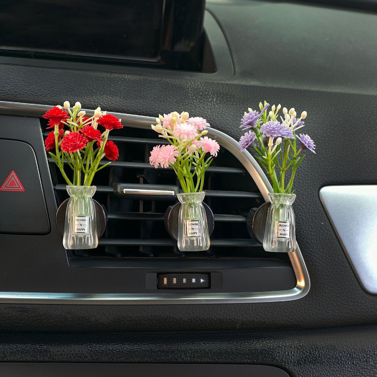 Set of 4 Cute Flower Bouquet Car Air Freshener Vent Clips, Mini Artificial Flowers for Car Air Vent Decoration, Auto Interior Dashboard Ornament Accessories