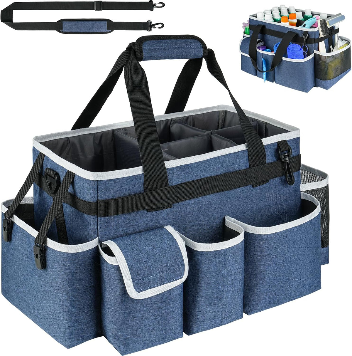 Cleaning Caddy,Cleaning Bag for Housekeepers,Cleaning Supplies Organizer with Handle,Black