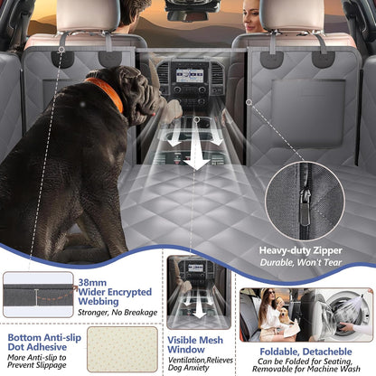 Back Seat Extender for Dogs-Large Space, Dog Car Seat Cover Hard Bottom Holds 420lbs, Sturdy Backseat Extender for Dogs,Upgraded Waterproof Pet Car Bed Dog Hammock for Car, SUV,Truck, Black