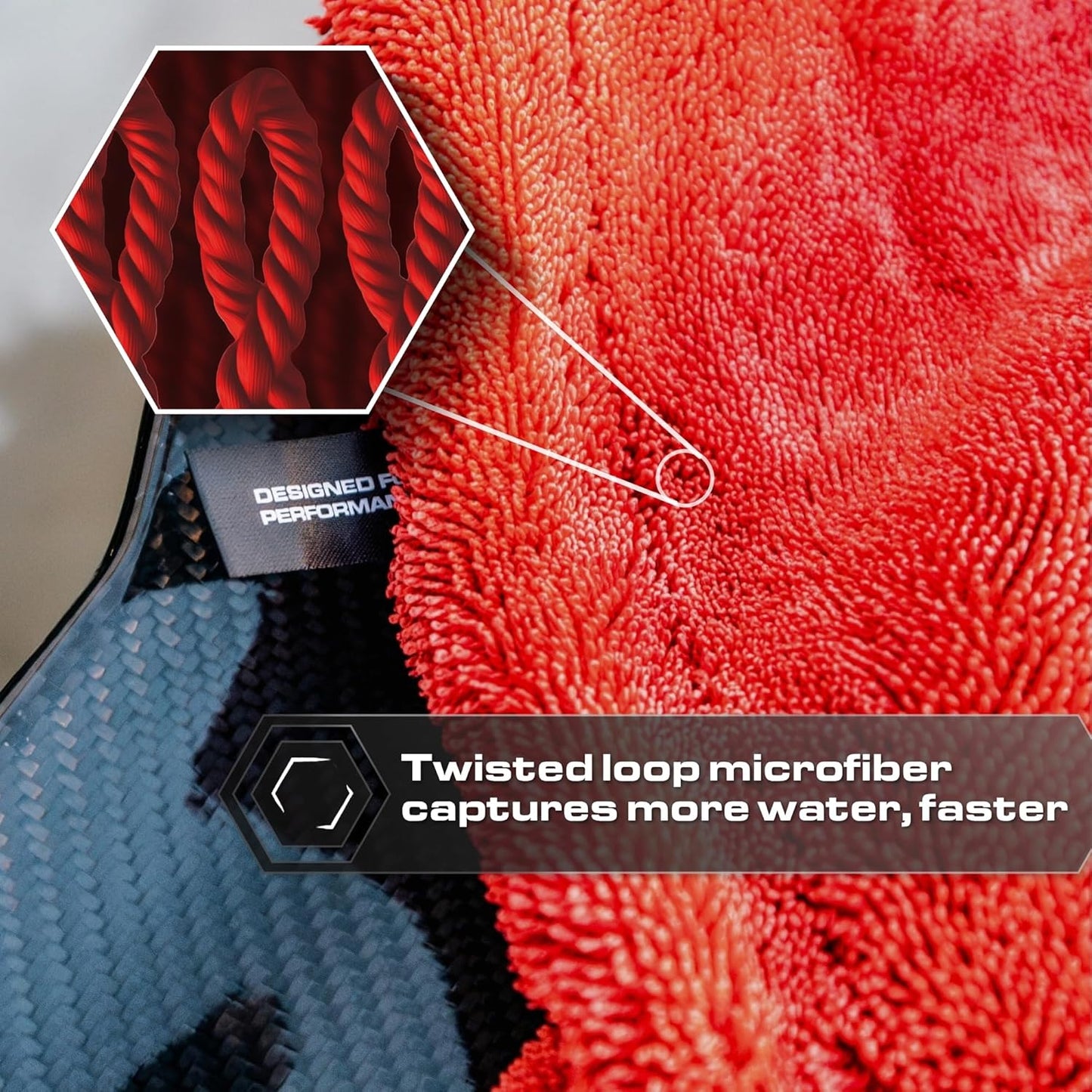 Blackline 24"x36" Twisted-Loop Car Drying Towel, 1300GSM, Streak Free, Lint Free, Reusable - Car Accessories, Microfiber Cleaning Cloth for Car, Truck, SUV - One Pass is All You Need