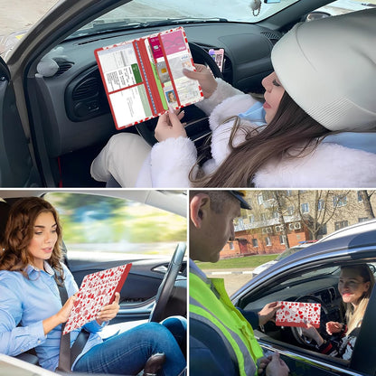 Car Registration and Insurance Holder, with Magnetic Closure for License, Cards and Documents, All Vehicle Needs and Car Accessories (Leopard-Black)