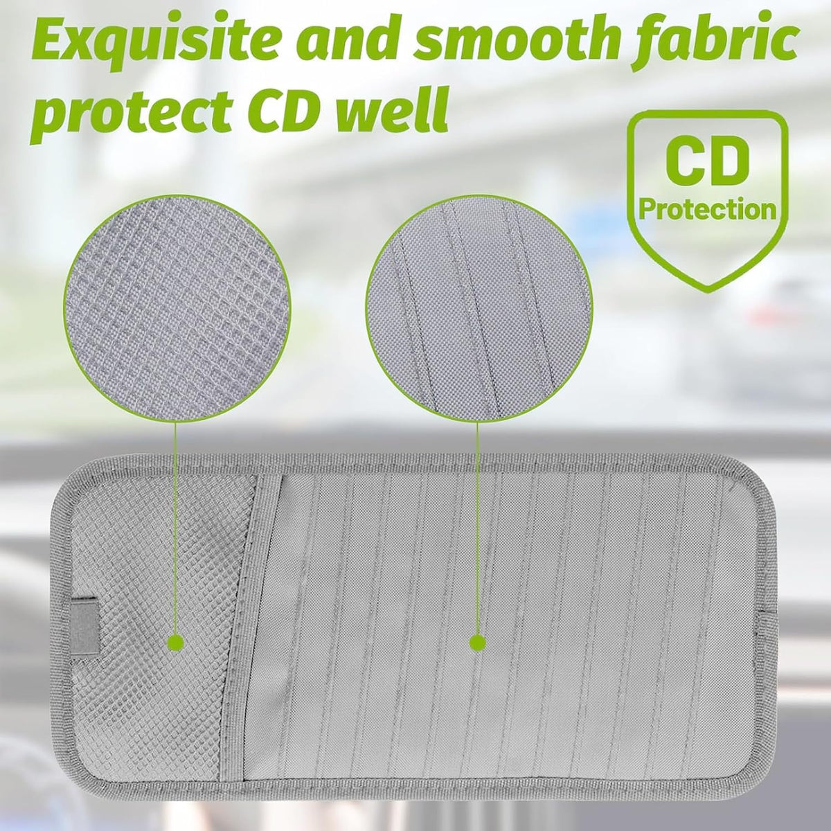 CD Visor Holder for Car, Large Capacity CD & DVD Visor Case, Vehicle Visor Storage Organizer with 12 Disc Sleeves, 1 Mesh Pocket 1 Pen Holder and & Elastic Band (Black)