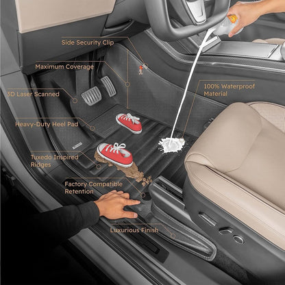 All Weather Rubber Car Floor Mats Compatible with 2013-2017 Honda Accord, Custom Fit Car Mat Full Set with Raised Edge, Odorless, Easy to Install in 5 min, Non-Slip Surface, No Need Trimming