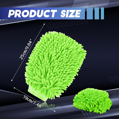 wuyaoyao 2PCS Car Wash Mitt, 10.14"×7.12" Chenille Microfiber Car Wash Mitts, Scratch-Free & Lint-Free, Absorbent Double Sided Clean Glove for Cars Cleaning, Auto Cleaning Supplies (Orange)