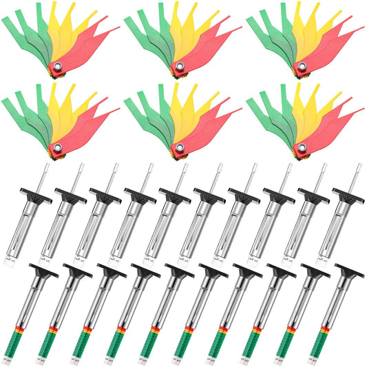 Tire Tread Depth Gauge Brake Lining Gauge Set Color Coded Tire Brake Lining Thickness Automotive Pad Measure Ruler Tool(30 Pcs)