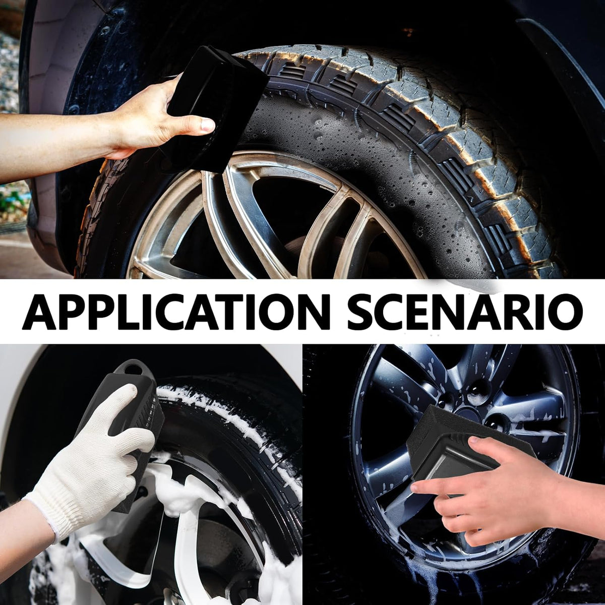 2PCS Tire Dressing Applicator, Car Tire Applicator Dressing Shine Sponge, Reusable Tire Dressing Applicator Pads with Lid, Wheel Applicator Foam for Car Detailing Cleaning (Gray)