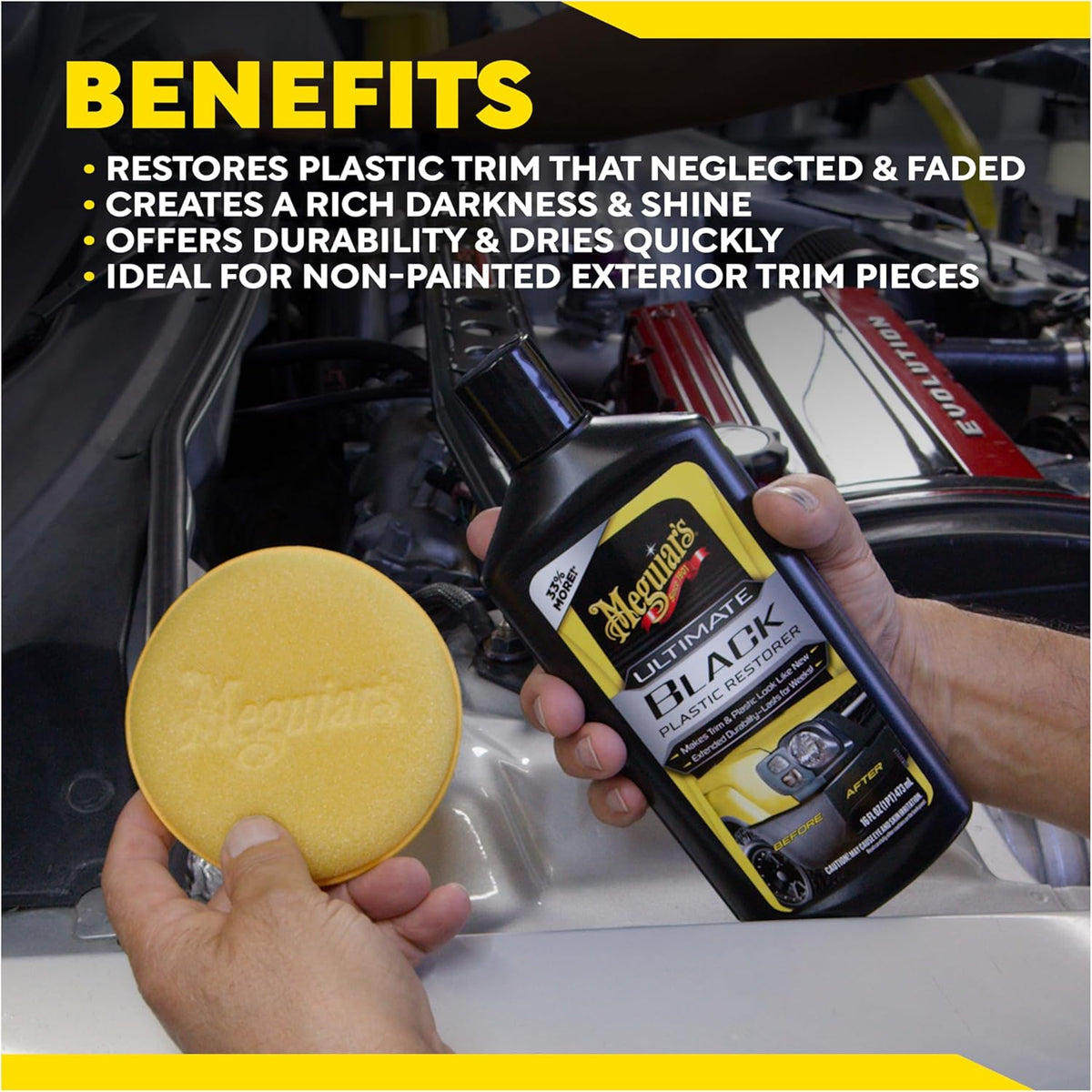 Meguiar's Ultimate Black Plastic Restorer, 16OZ BT, 6/CV