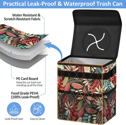 ELONGRIVER Car Trash Can Bin for Back Seat Leak Proof, Cute Car Trash Bag Hanging, Vehicle Trash Can for SUV Truck Van, Automotive Garbage Cans Front Seat Black