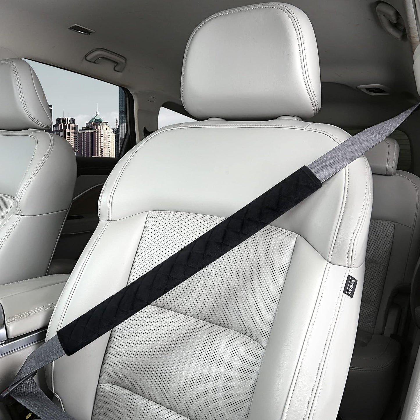 HighnessHwoo Extra Long Seatbelt Covers for Adults Kids Women & Men, Soft Car Seat Belt Strap Cushion for Sedan, SUV, Trucks, Shoulder Neck Chest Protector Pads, Auto Accessories, 1pc, Gray, 25.5in