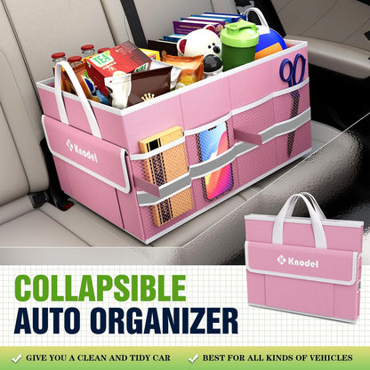 K KNODEL Car Trunk Organizer with Lid, Collapsible Car Trunk Storage Organizer, Car Organizer and Storage for SUV, Truck, Sedan (Medium, Black)