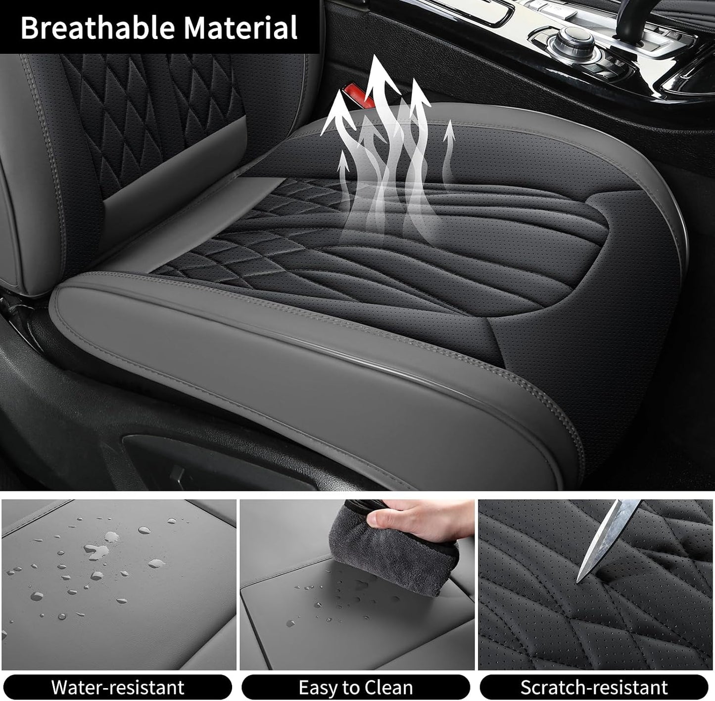 MINGBRON Leather Car Seat Covers,Car Seat Protector Waterproof,Seat Covers Full Set, Car Seat Protectors 5 Seats,Automotive Seat Covers Fit Most Cars Wine Red