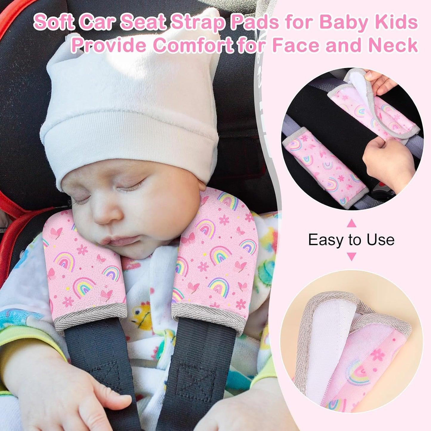 Seat Belt Cover Pad for Baby, Soft Seatbelt Cushion Covers for Kids 2Pcs Car Seat Strap Shoulder Pads for All Car Seats, Stroller, High Chair,Blue Dinosaur