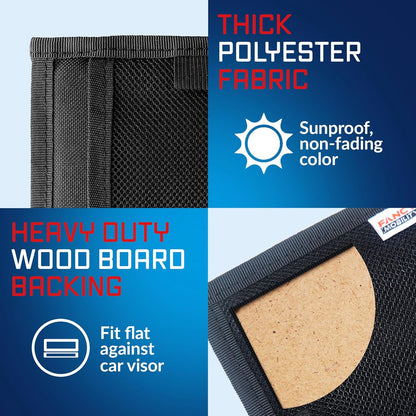 Mini Car Sun Visor Document Holder - Visor Accessories for Women and Men - Small Auto Organizer, Registration & Insurance Holder - Minimalist Design (Black)