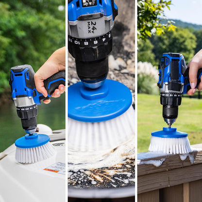 Long Reach Drill Brush Attachment, All Purpose for Car Tires, Wheels, Wheel Wells, Engine Bays, Exhaust Pipes, Running Boards, Hard to Reach Areas, with Heavy Duty Non-Scratch Nylon Bristles
