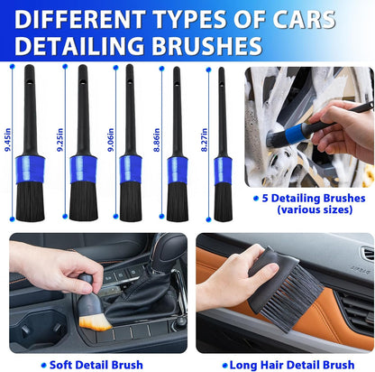 THINKWORK Pink Car Duster Interior Kit, Perfect Car Detailing Brush Kit for Cleaning Windows,Windshield,Dashboard and Air Vents Suitable for All Cars