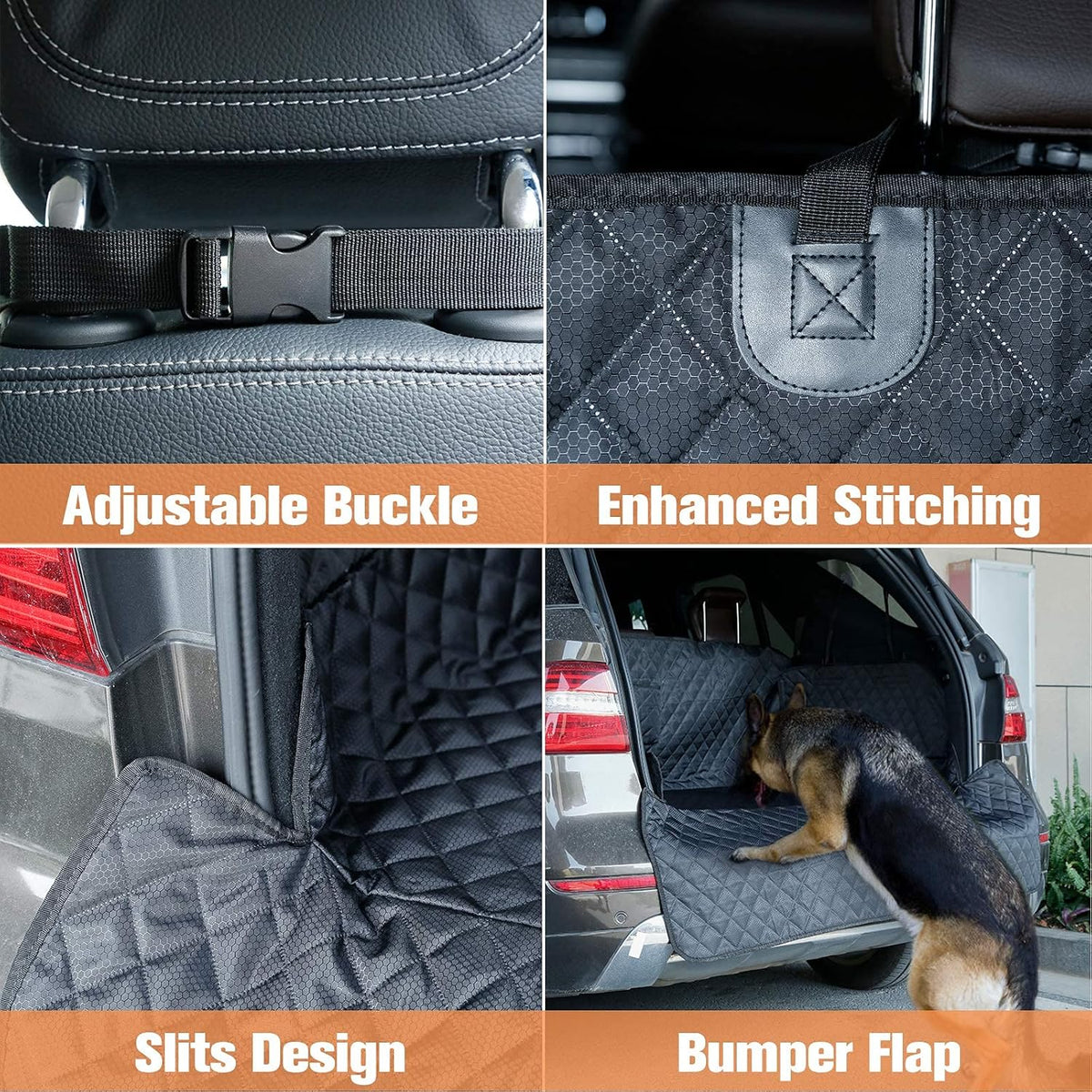 PETICON SUV Cargo Liner for Dogs, Waterproof Trunk Cover for SUVs with Bumper Flap Protector, Scratchproof Durable 600D Oxford Fabric, Non-Slip, Machine Washable