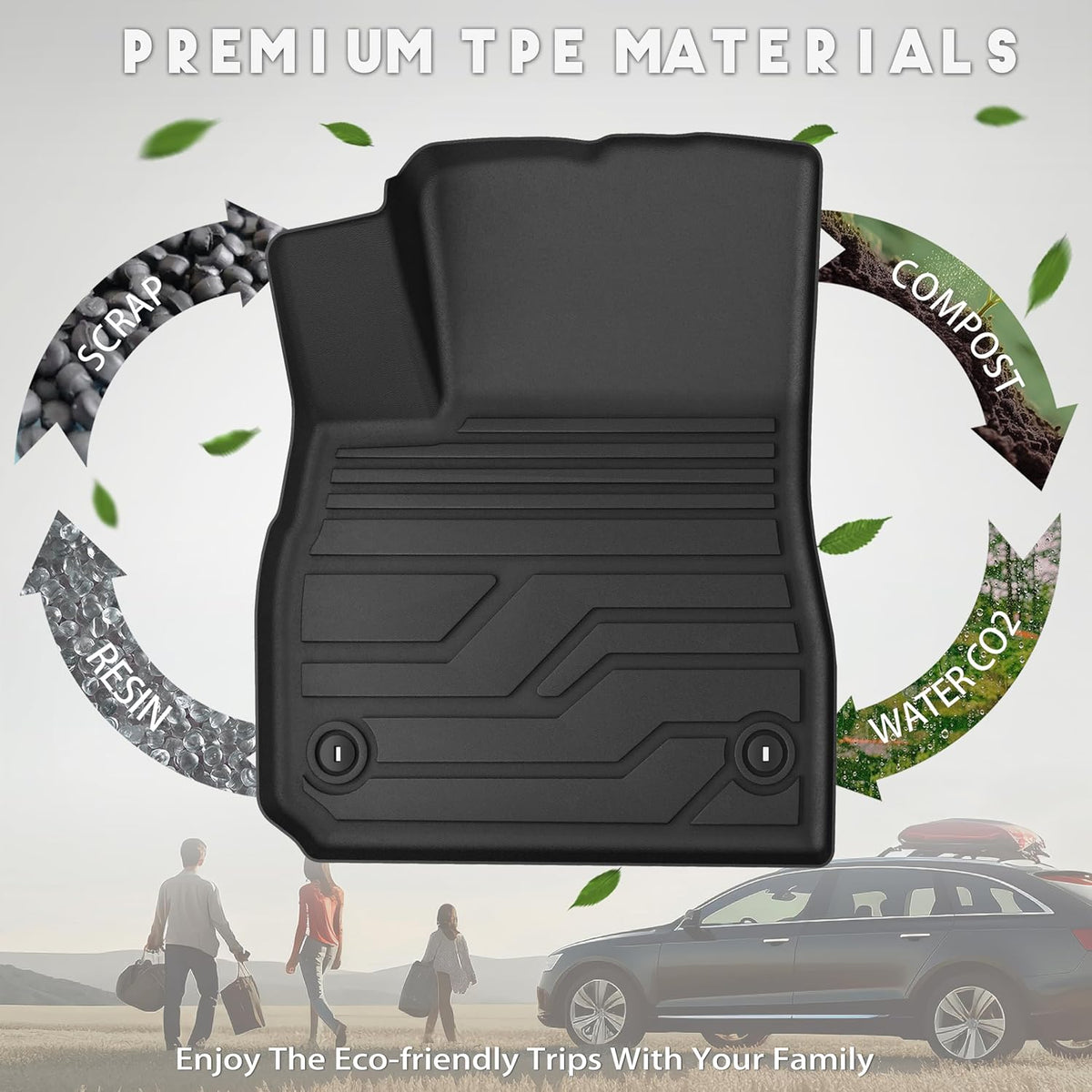 KARPAL Floor Mats for 2007-2013 Chevy Silverado & GMC Sierra 1500 Crew Cab / 2007-2014 2500/3500 HD(Footwell Coverage), All-Weather TPE Custom Fit Floor Liners Car Accessories