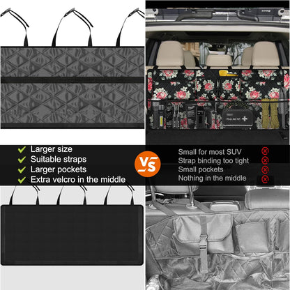 Femuar Car Trunk Organizer, Large Capacity Backseat Trunk Organizer (42"*18"), Collapsible Car Storage Bag with 8 Pockets, SUV/MPV/Truck - Black