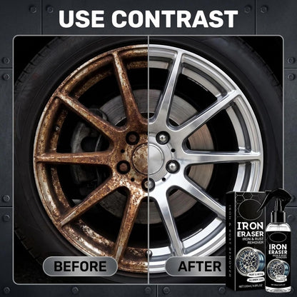 Iron Eraser Rust Remover Spray - 2026 Powerful Car Rust Remover - Fast Acting Rust Iron and Rust Remover - Professional Iron Powder Remover Cleaner for Automotive Wheels Paint Metal Surface (1PC)