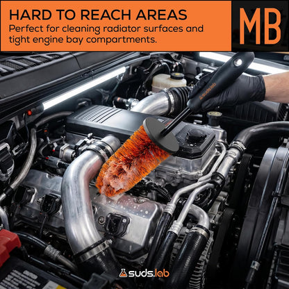 Suds Lab WB Premium Detailing Wheel Brush for All Vehicle Types – 17.7" Ultra-Soft and Scratch-Free Reusable Rim, Wheel, and Tire Brush for Deep Cleaning