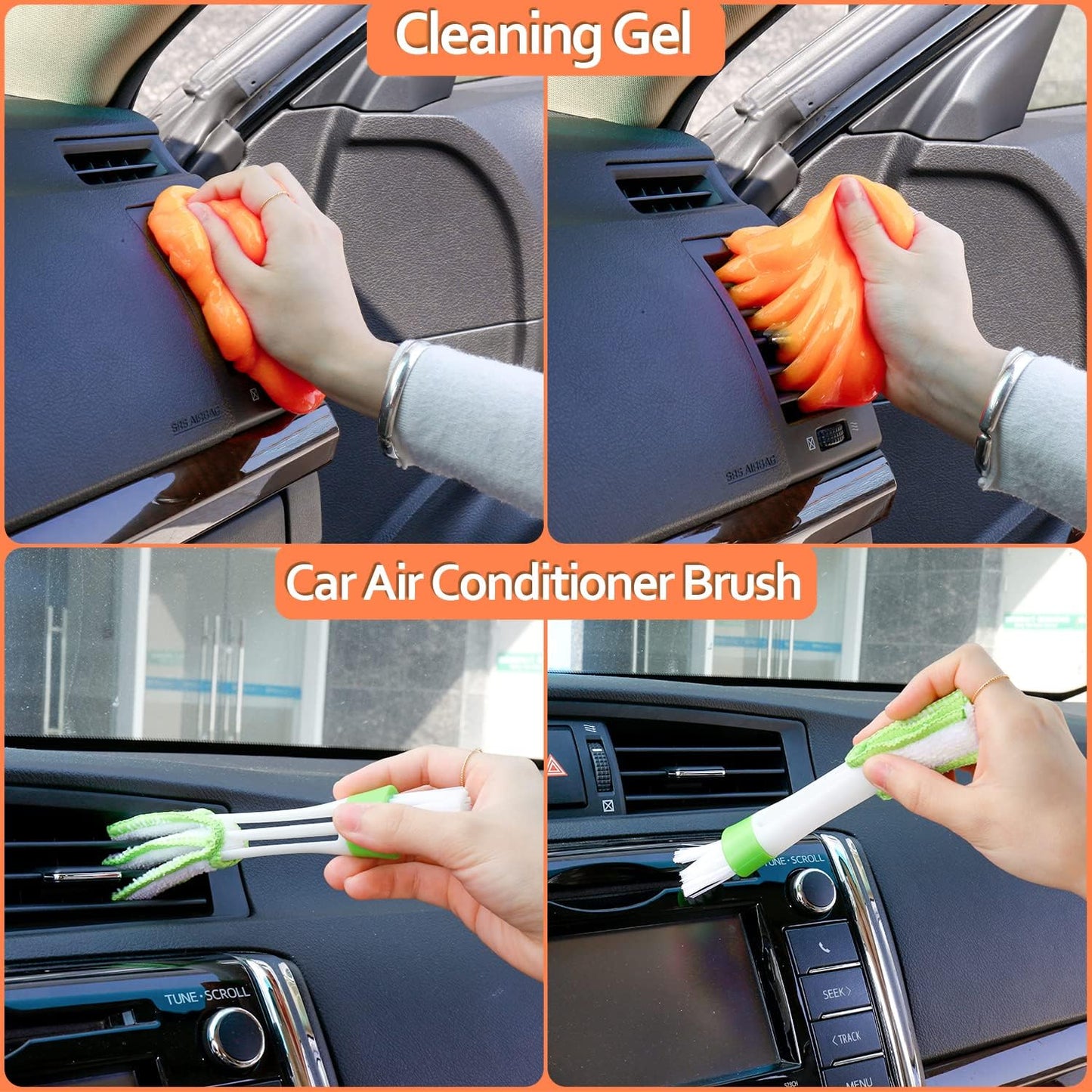 THINKWORK Car Cleaning Kit, Car Detailing Kit Interior Cleaner with High Power Handheld Vacuum, 10Pcs Detailing Brush and Storage Bag, Gray Auto Interior Cleaning Kit for Men