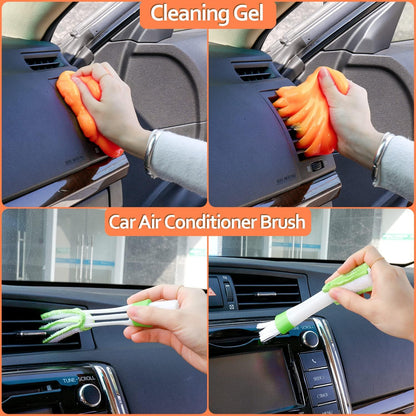 THINKWORK Car Cleaning Kit, Car Detailing Kit Interior Cleaner with High Power Handheld Vacuum, 10Pcs Detailing Brush and Storage Bag, Gray Auto Interior Cleaning Kit for Men