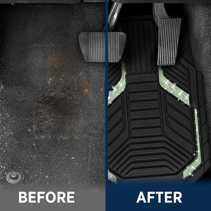 PIC AUTO Heavy Duty Rubber Floor Mats, Purple Aluminum Film Car Mats Set, Front and Rear Car Mats with Anti-Slip Backing, All Weather Protection, Trim-to-Fit for Automotive SUV, Sedan, Van