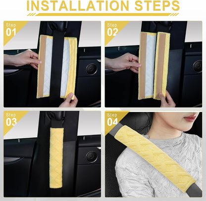JUSTTOP 2-Pack Universal Car Seat Belt Pads Cover for A More Comfortable Driving, Seat Belt Shoulder Strap Covers Harness Pad for Car Interior Accessories(Black)