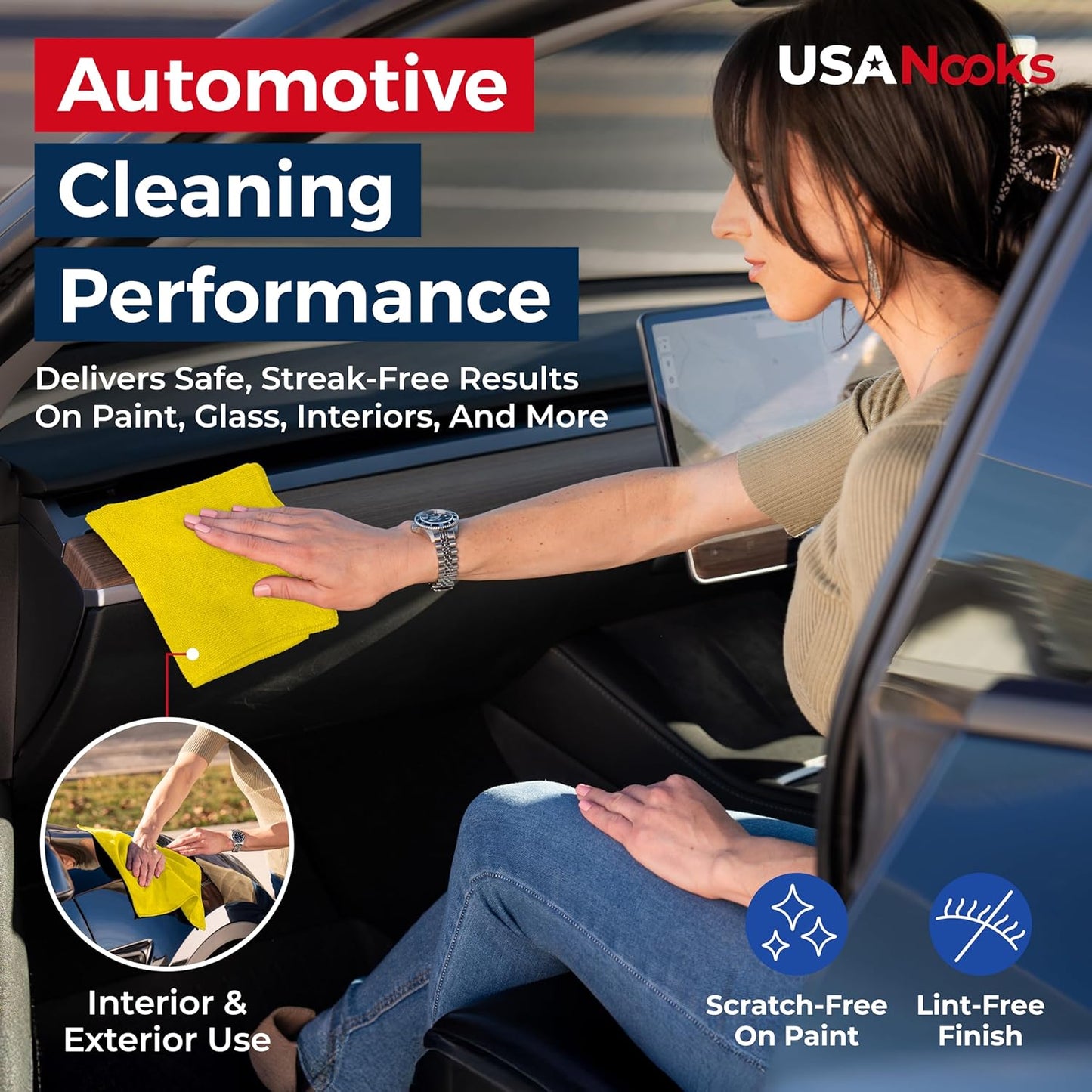 USANOOKS Microfiber Cleaning Cloth Grey - 12 Pcs (12.5"x12.5") - High Performance - 1200 Washes, Ultra Absorbent Microfiber Towel Weave Grime & Liquid for Streak-Free Mirror Shine - Car Washing Cloth