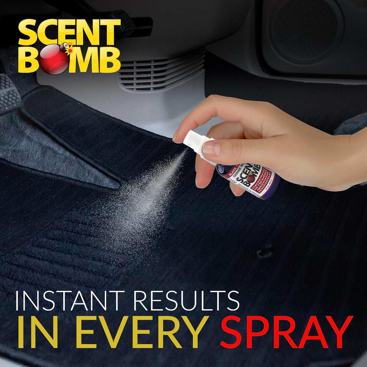 Scent Bomb Air Freshener Spray, Long-Lasting Odor Eliminator - Effective Deodorizer for Home & Car, Fresh Room Spray for Kitchen, Bathroom & Smell Neutralizer - 1 oz Pack of 4, Black Cherry Scent