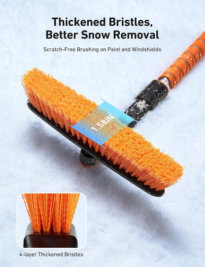 AstroAI 47.2" Ice Scrapers for Car Windshield and Extendable Snow Brush with Foam Grip and 360° Pivoting Brush Head for Auto Car Truck and SUV(Orange)