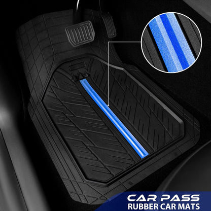 CAR PASS Heavy Rubber Car Floor Mats, Deep Waterproof Car Mats All Weather, Universal Trim-to Fit Automotive Floor Mats for Car SUV Truck Van, Durable Floor Liners Solid Black