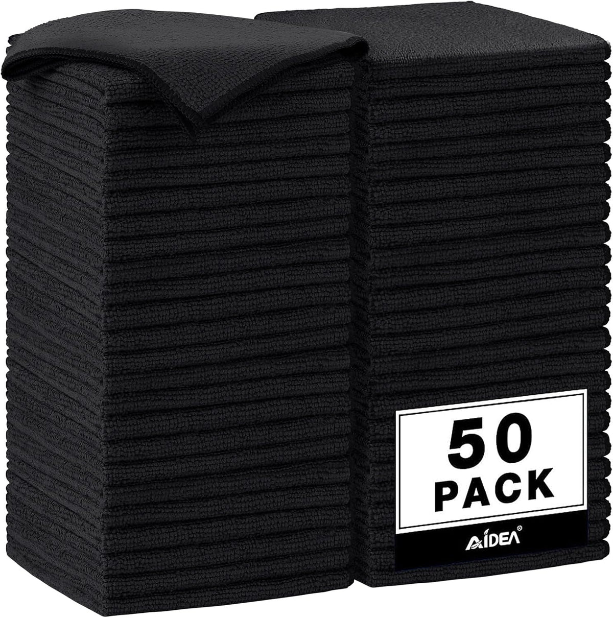 AIDEA Microfiber Cleaning Cloth, 50PK, Microfiber Towels for Cars, Premium Wash Cloths, Dusting Cloth Cleaning Rags, Absorbent Towels for SUVs, House, Kitchen, Window, Cleaning Supplies12×12"