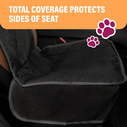 Active Pets Dog Car Seat Cover, Waterproof Front Seat Protector for SUV Truck Sedan, Pet Safety Travel Comfort System with Universal Fit, Black