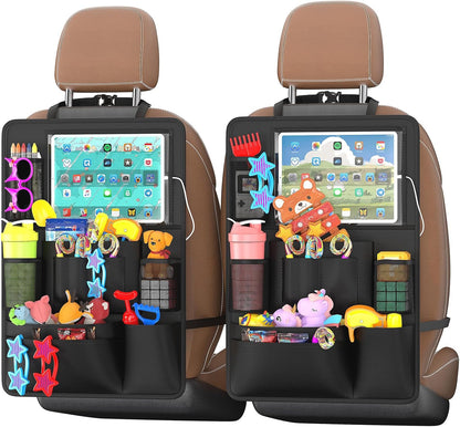 Car Backseat Organizer with table Tray(1Pack) 9 Storage Pockets Backseat Car Organizer with Tablet Holder, Back seat Organizer for Kids Road Trip Essentials Travel