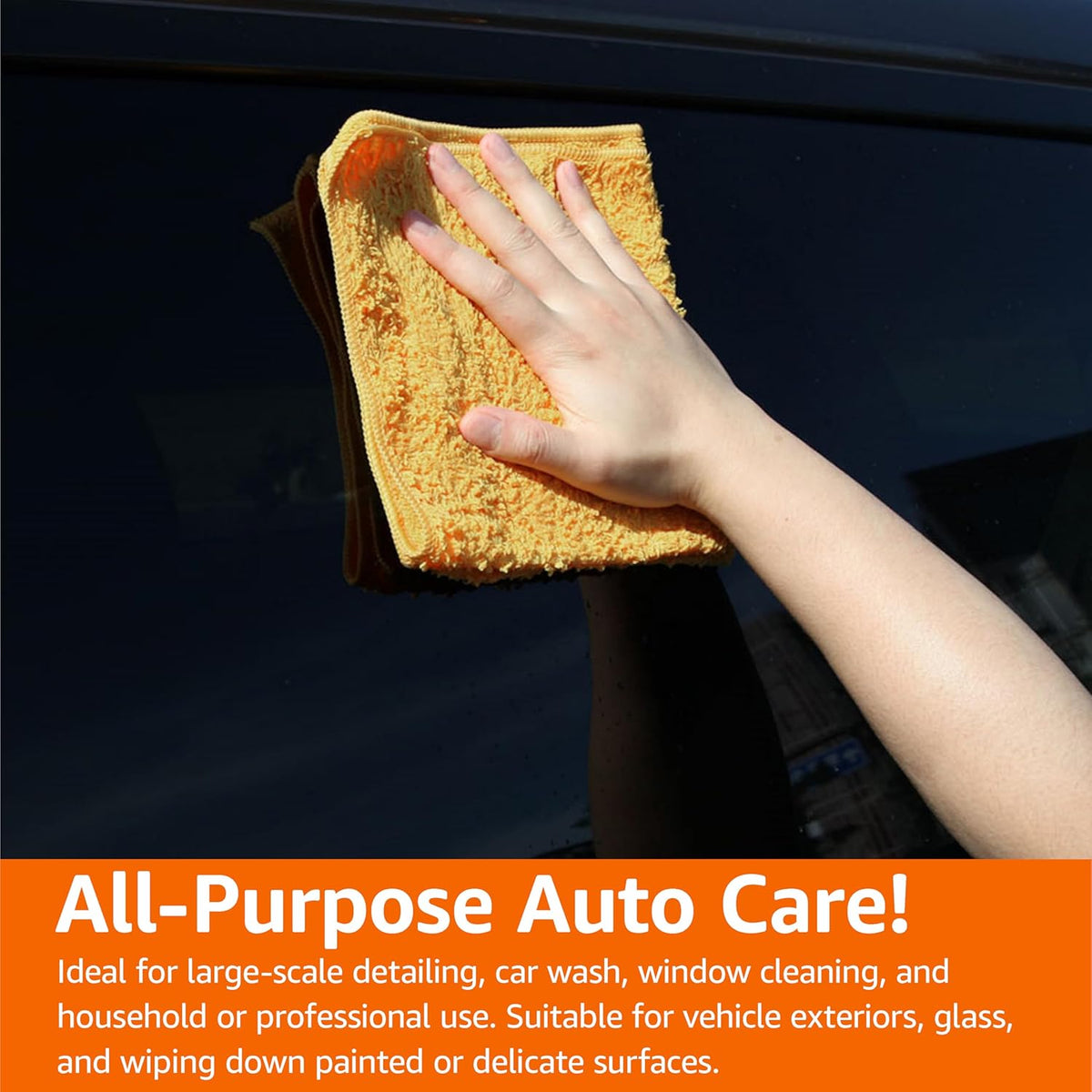 Amazon Basics Microfiber Car Drying Towels, Highly Absorbent, Lint Free, Scratch Free, Ultra-Soft, Car Detailing, Buffing and Polishing, 16" x 16", Yellow, 12-Pack