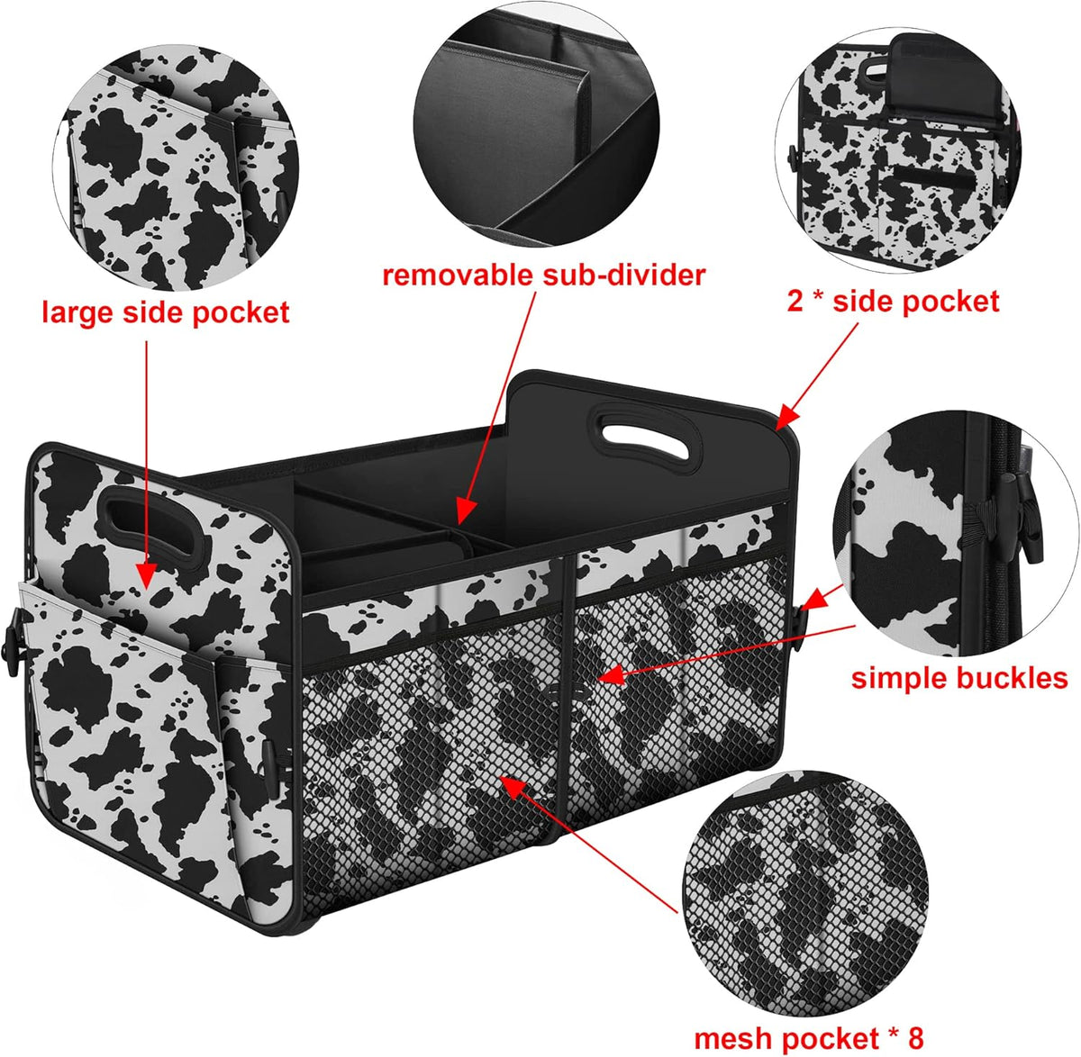 Femuar Car Trunk Organizer with Large Capacity Waterproof Car Accessories for Women & Men, Collapsible Trunk Organizer for Suv/Jeep/Sedan,Tools (Black, Standard)
