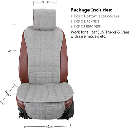 Suninbox Car Seat Covers Buckwheat Hull Universal Car Seat Covers,Bottom Seat Covers for Cars,Truck Seat Covers,Car Seat Cushion Protector Mats Pad,Gray Front Seat