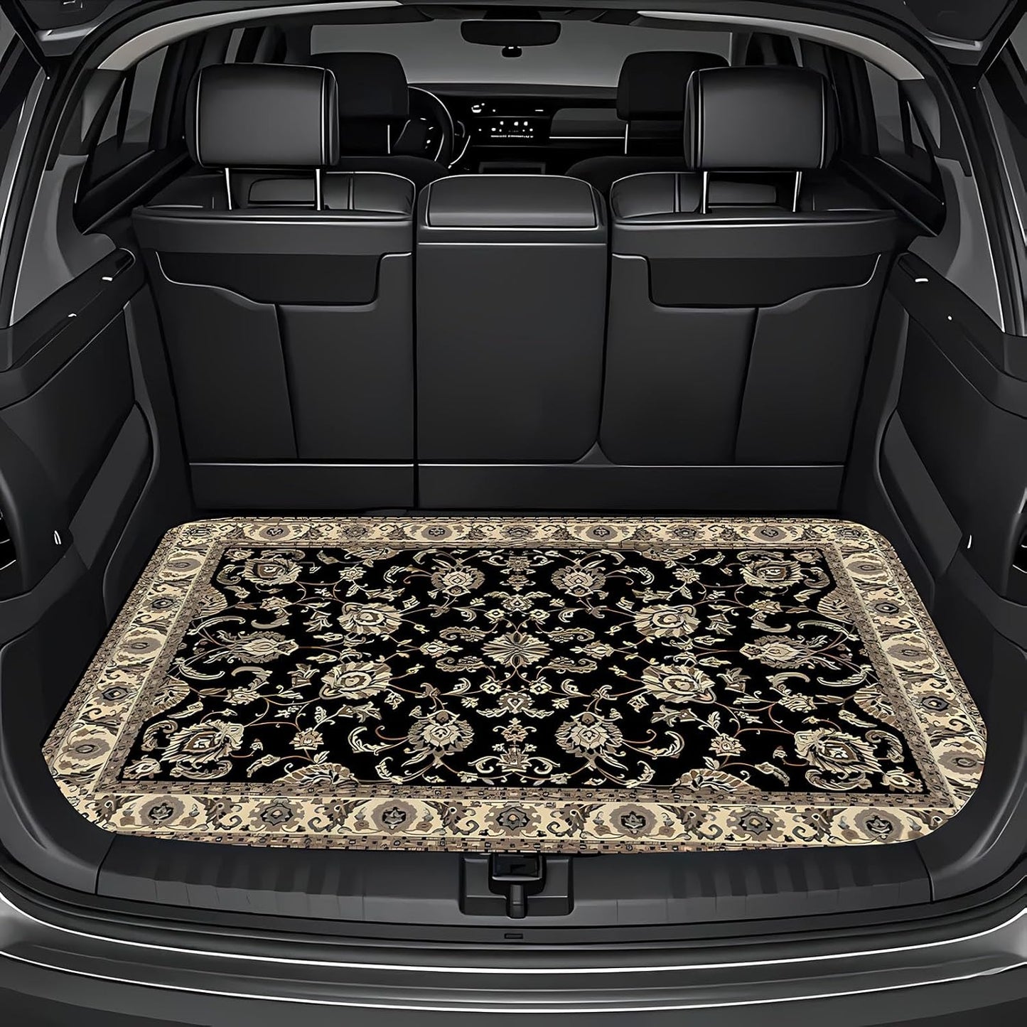 Universal Car Trunk Mat 29" x 39",Purple Colorful Flowers All Weather Trunk Protection Cargo Liner, Durable Cargo Mat Rear Trunk Liner,Stylish Vehicle Interior Accessories Suitable for Most Car Models