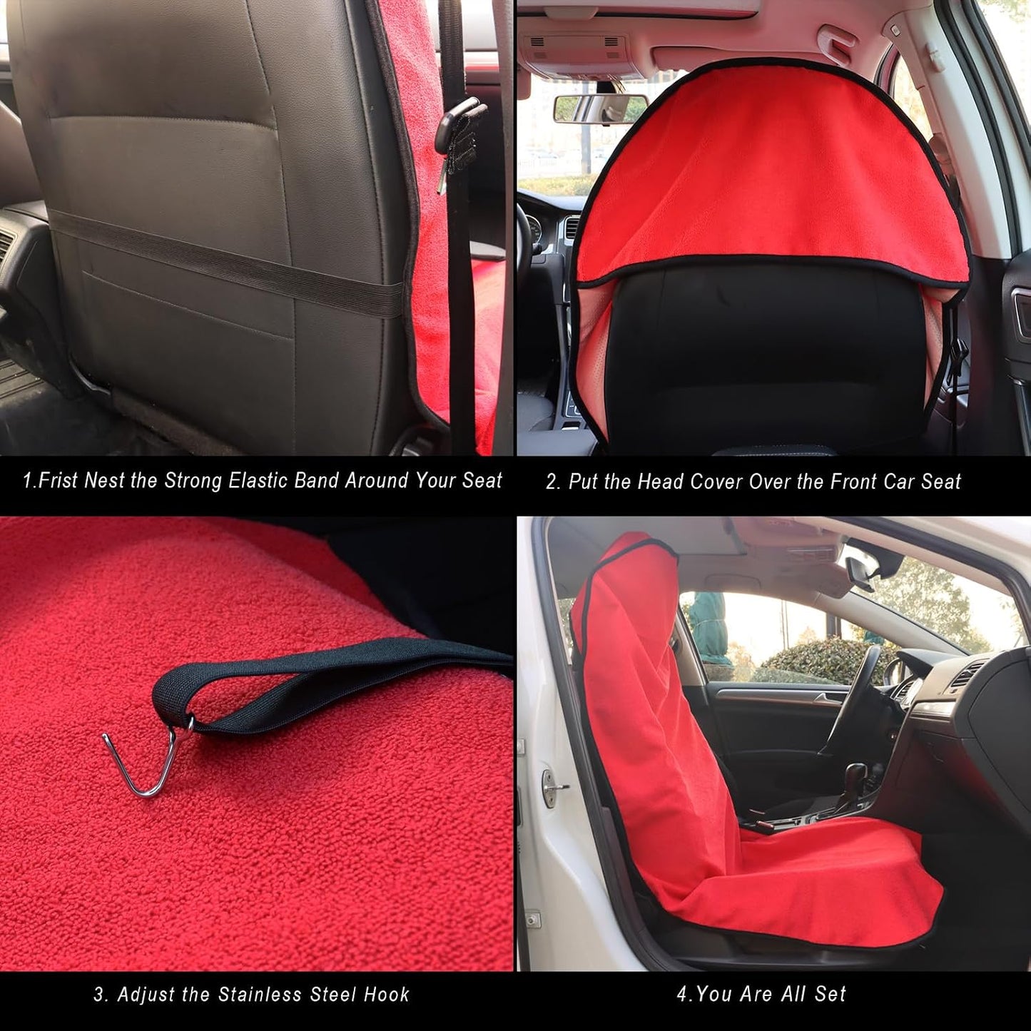 Car Seat Cover Protector Front Seats,for Gym Workout,Running,Swimming,Beach and Hiking,Waterproof Sweat Towel Bucket Seat Covers for Cars SUV Trucks (Black, 1Pcs)